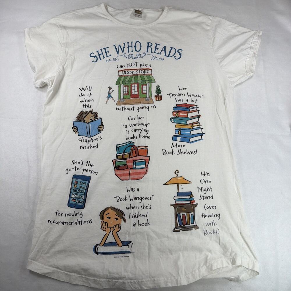 Rel-E-Vent Book Lover Pajamas Night Shirt Womens OS One Size PJs Sleep Books